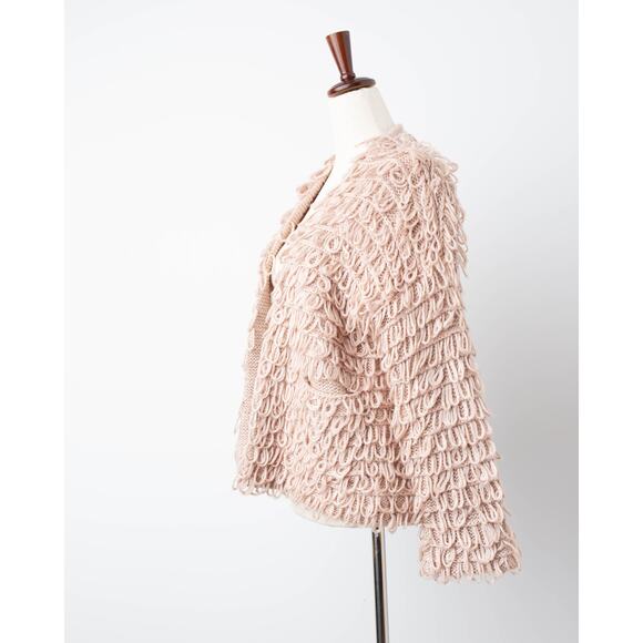 The Great. The Short Monster Loop Knit Cardigan Sweater Open Front TanAIAI - Picture 3 of 9